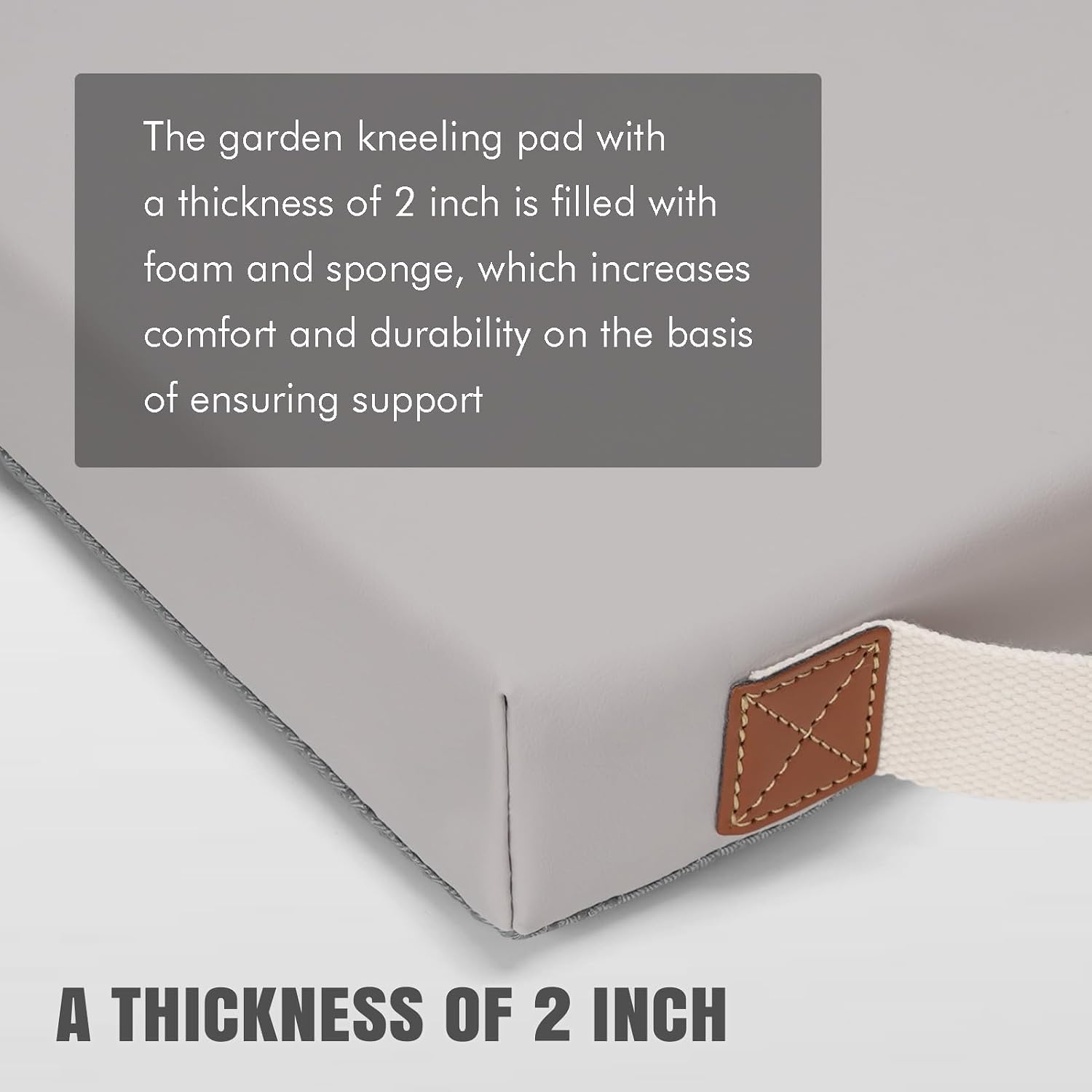 Waterproof Garden Kneeling Pad, 2in Thick, Grey, 1 Pack | Soft High-density Foam knee support, with Handle, Easy to Clean, Non-slip, for Gardening, Yoga, Prayer, Housework, Exercise - view 2