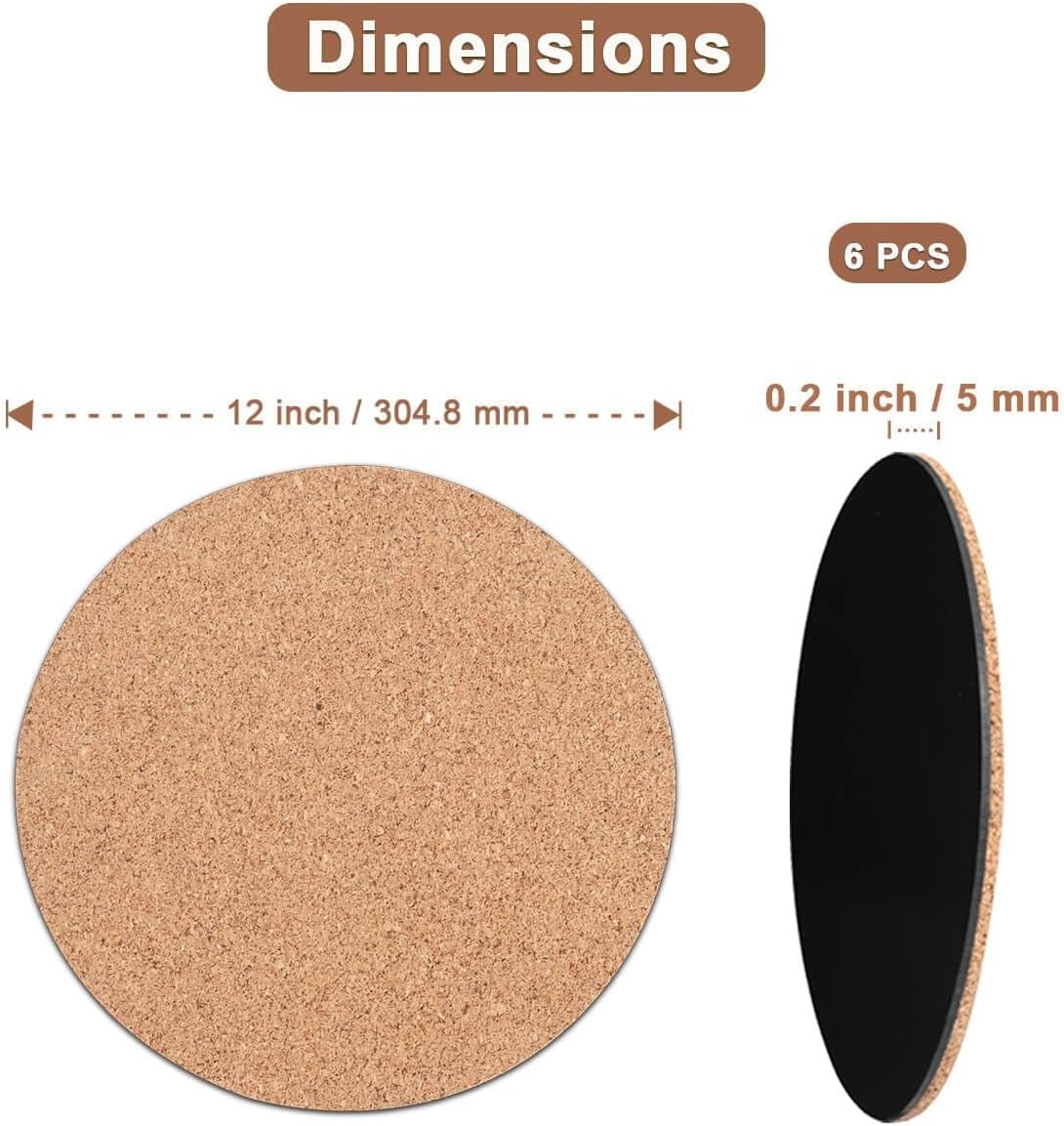 12 Inch Cork Plant Coasters, 2 Pack Large Round Plant Mats for Planters - view 2