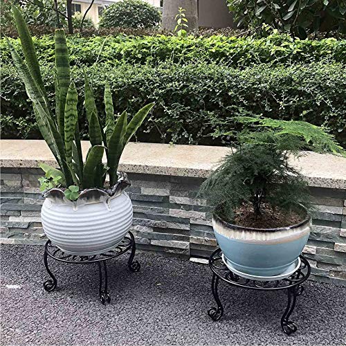 Metal Outdoor Plant Stand 11.8IN Diameter Heavy Duty Plant Pot Stands for Indoor Round Flower Pot Support Rack Set of 2,Black - view 5