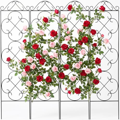 4 Pack 48" x 12.5" Metal Trellis for Potted Plants and Planters