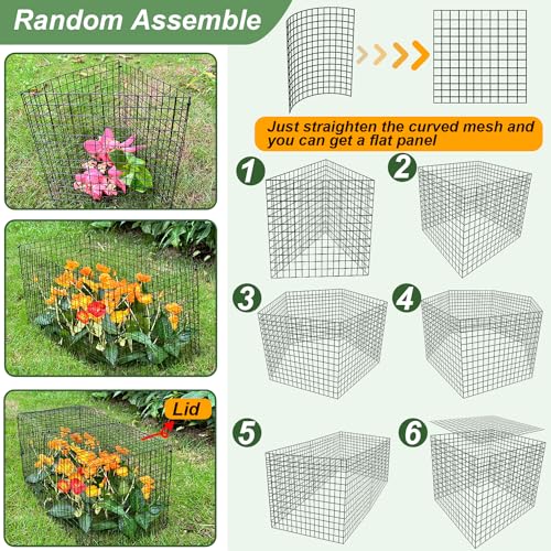 10 Pack Plant Protector from Animals, 13.5" Dia x 14" H Wire Plant Protectors, 30pcs Pre-Bent Metal Mesh to Keep Animals Out with Zip Ties & Stakes (10 Packs) - view 5