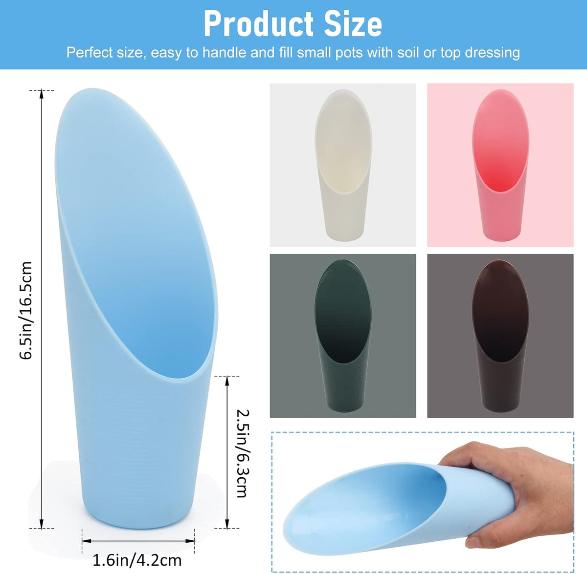 Bonsai Soil Scoops, 5 PCS Plastic Garden Soil Scoops | Colorful, Small Soil Scoops, Gardening Tools - view 3