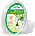 Large Plant Saucers Drip Tray 2 Pack 14 Inch Heavy Sturdy Plastic Flower Pot Saucers for Indoor,Clear Plastic Planter Water Tray for Plant Pots Liners (14''-Clear)
