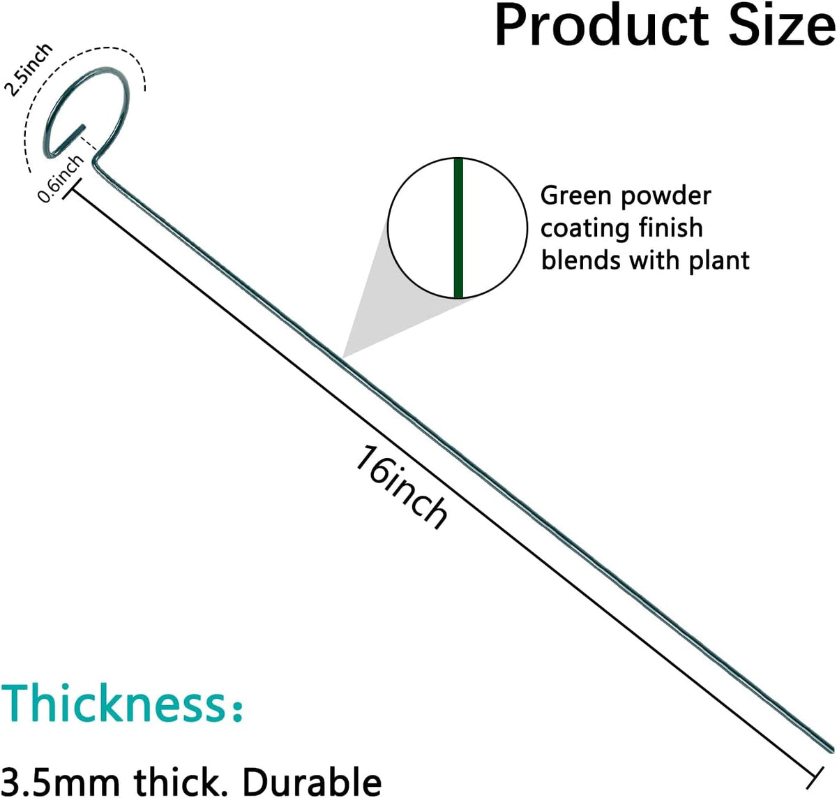 12 Pack 16 Inch Plant Support Stakes, Metal Single stemmed Flower Support Hoops，Garden Plant Stakes Plant Prop for Amaryllis Orchid Lily Rose Peony Tomatoes Gladiolus - view 3
