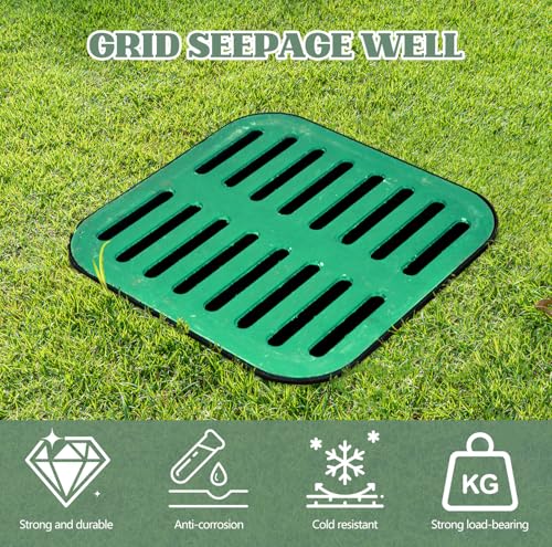 Large Drainage Catch Basin with Debris Basket, Durable 16x16x16 in French Drain Basin with Fiberglass Grate, No Reserved Hole for Yard, Patios, Downspouts, Lawns - view 3