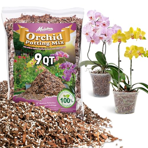 Orchid Bark Potting Mix - 9QT Natural Orchid Potting Mix for Repotting, Blended with Small Pine Bark and Perlite to Provide Ideal Ventilation and Good Drainage for Orchids and Other Potted Plants