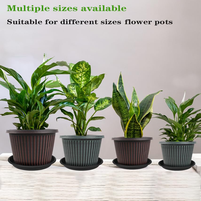 6 Pack Plant Saucer Plant Tray, 4 6 8 10 12 13 15 17 19 inch Plant Trays for Pots, Heavy Duty Plant Trays for Indoors no Holes, Plastic Plant Saucer for Planter, Bird Bath Bowls (6", Black) - view 4