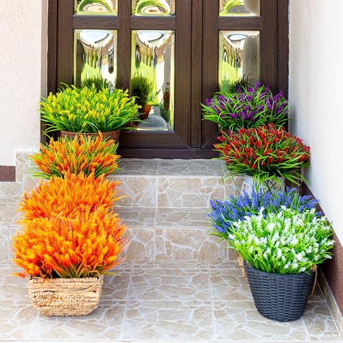 Artificial Lavender Outdoor, 20 Bundles Fake Plants (Red) - view 4