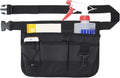 Gardening tool waist bag belt heavy duty Oxford tool apron with 7 pockets of different sizes and depth (black)
