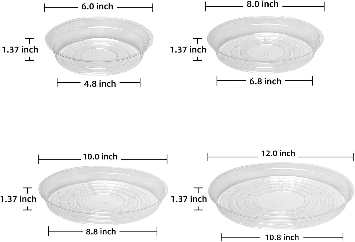 20 Pack Plant Saucers (6 inch / 8inch / 10inch / 12inch) Clear Plant Saucers Flower Pot Tray Excellent for Indoor & Outdoor Plants - view 3