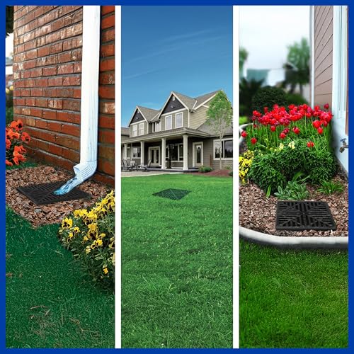 1200BKITRTL1PK Square Catch Basin Drain Kit with 2-Opening Catch Basin Drain, 2 Adapters, 1 Outlet Plug, and 1 Plastic Drain Grate, 12-Inch, for Lawns, Landscaped Areas, Black - view 6
