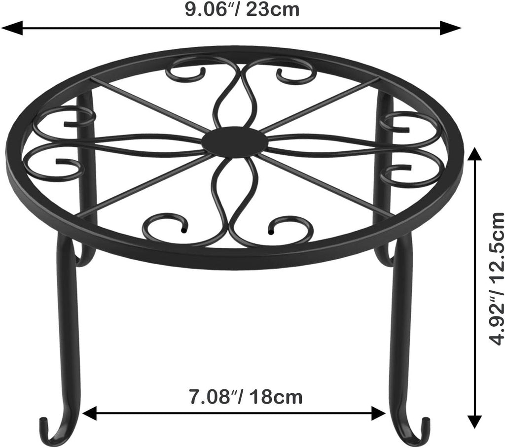 3 Pack Potted Plant Stand | Rustproof Round Flowerpot Plant Holder Container Durable Metal Garden Plant Support for Indoor Outdoor, Black - view 8