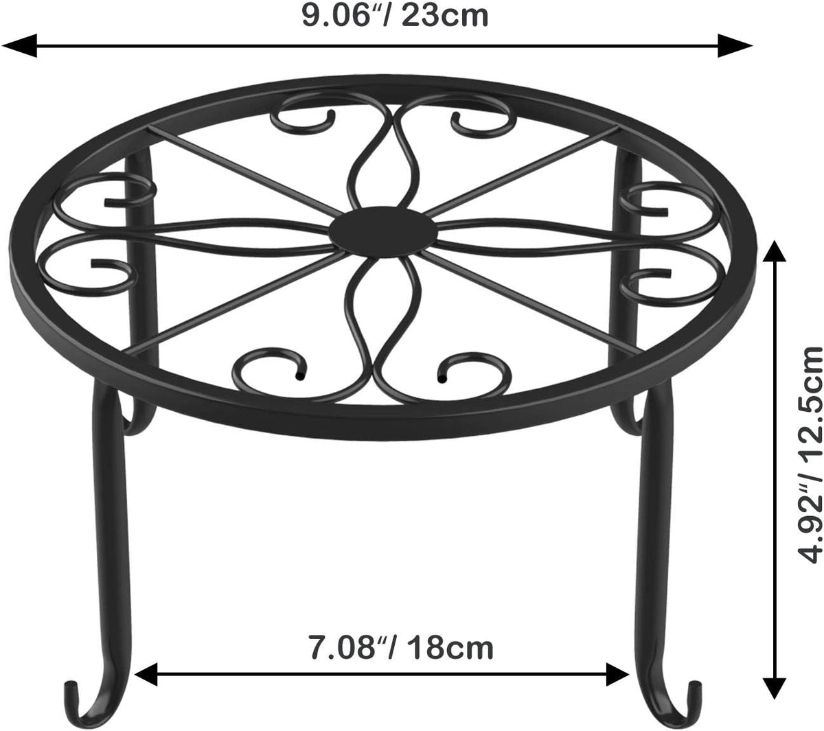 3 Pack Potted Plant Stand | Rustproof Round Flowerpot Plant Holder Container Durable Metal Garden Plant Support for Indoor Outdoor, Black - view 8