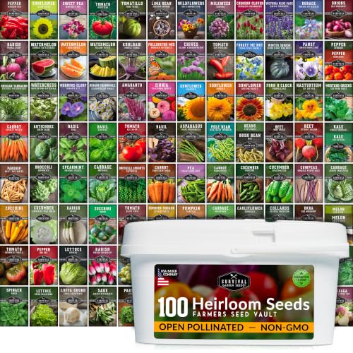 Farmer Seed Vault – 100 Packs of Seed for Heirloom Vegetable Gardens