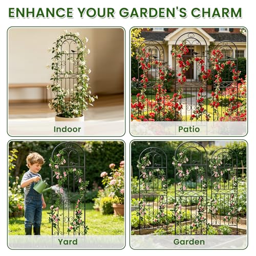 2 Pack 47.2"x19.7" Metal Gardon Trellis for Climbing Plants Outdoor, Black - view 5