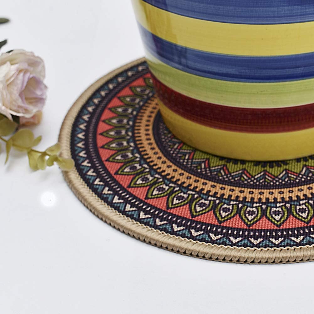Colorful Boho Plant Pot Mat Set of 6 Absorbent Non Slip for Table Desk Floor 8.5 Inch - view 3