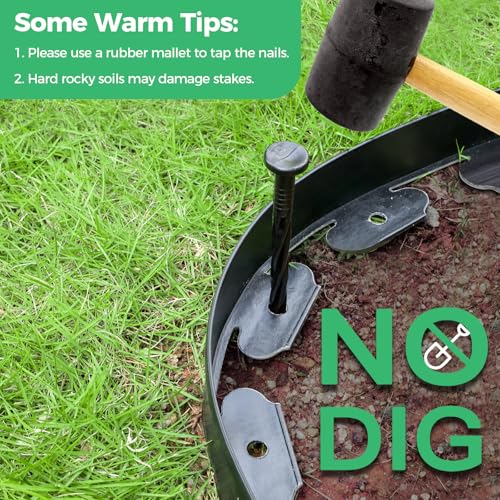 2 in Tall 66FT Landscape Edging Border with 100 Spikes, No Dig Edging Kit - view 6