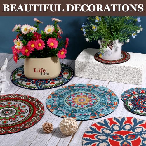 8 Pcs Boho Plant Pot Mat Plant Saucers for Indoors 2 Size 8.66" and 4.72" - view 6