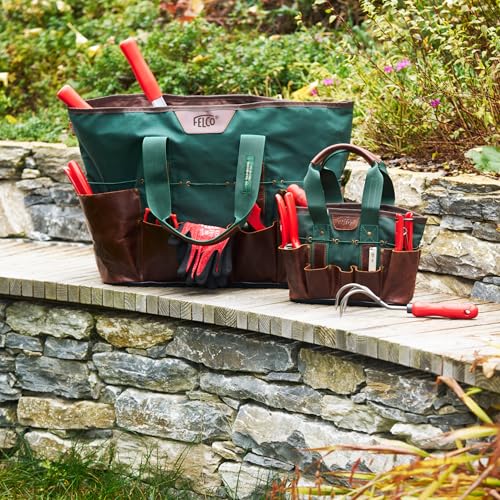 482 garden bag mini compact, waterproof canvas and leather, lightweight 400 g, multiple compartments, practical transport bag for tools, gloves, scissors and accessories - view 7