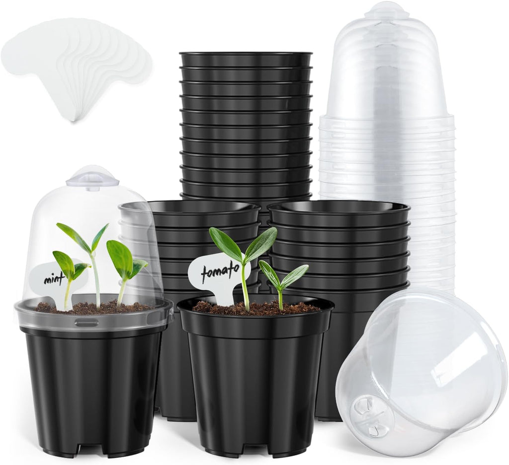 3/4/5 Inch Clear Nursery Pots with Drainage and 20 Labels (30 Pcs) | Transparent PP seedling planters reveal root growth and suit seed starting, cuttings, transplanting, flowers and vegetables. - view 7