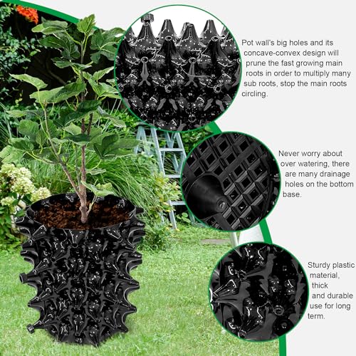 1 Gallon Air Pruning Containers, New Plastic Nursery Pots, Fruit Vegetable Garden Self-Planting Pots, Black (1G-10P) - view 4