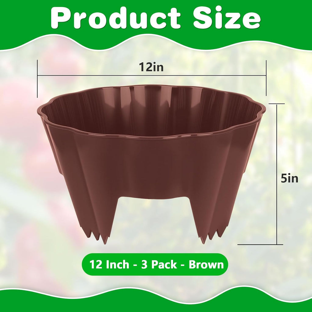 3 Pack of 12 Inch Planting Grow Rings, Planting Protective Round Garden Edging, Keeping Plants Separated, Weed Control and Directing Water to the Roots (12 Inch - 3 Pack - Brown) - view 2
