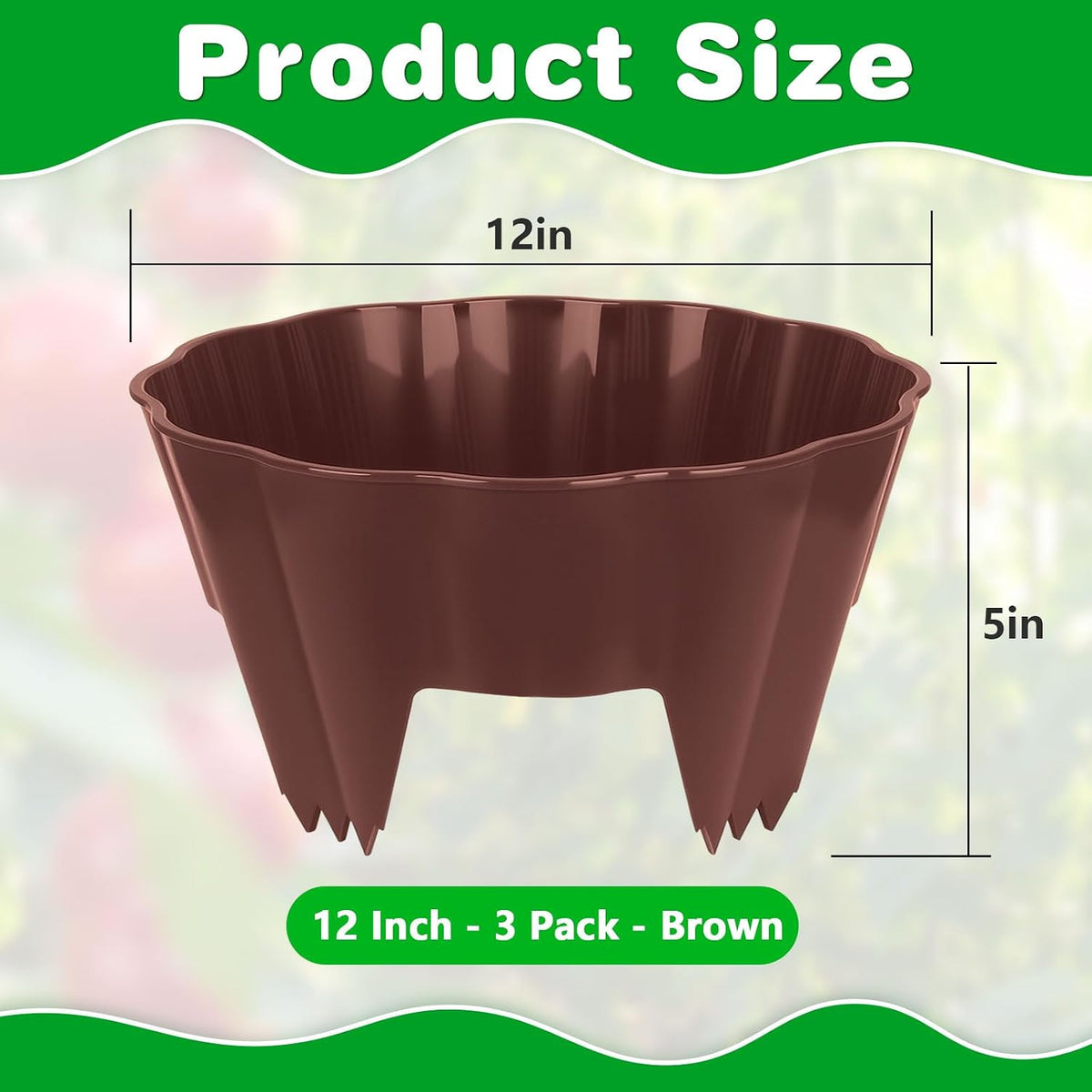 3 Pack of 12 Inch Planting Grow Rings, Planting Protective Round Garden Edging, Keeping Plants Separated, Weed Control and Directing Water to the Roots (12 Inch - 3 Pack - Brown) - view 2