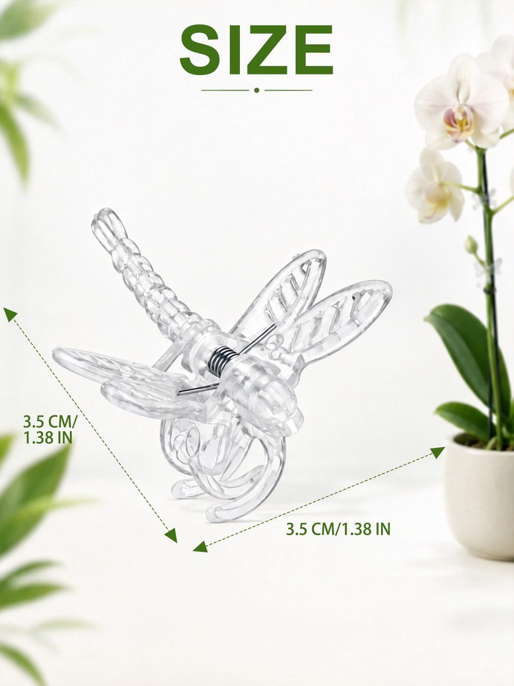 100Pcs Plant Orchid Clips, Garden Plant Support Clip | Dragonfly Orchid Clips, Portable Cute Flower Vine Clips(Transparent) - view 2