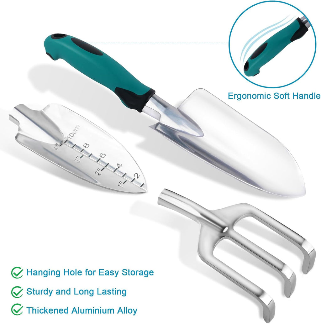 Garden tools sets, gardening tool set with 39.3 in repotting mat, 7 piece gardening kit with non slip ergonomic handle, heavy duty garden tool bag gardening supplies for women and men - view 3