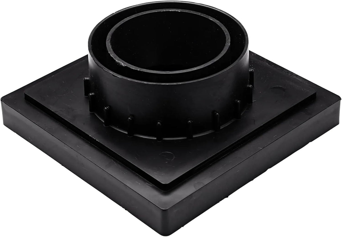 640 6-Inch Square Grate with Low-Profile Adapter Drain, Connects to 3-Inch and 4-Inch Drain Pipes and Fittings, for Small Lawns, Landscaping and Patios, Plastic, Black - view 6