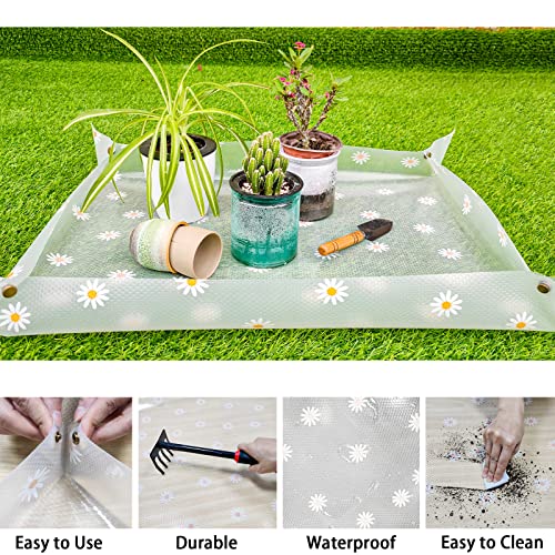 Repotting Mat for Indoor Plants Waterproof Clear Potting Mat Foldable Plant Potting Repotting Tray Portable Gardening Tray for Indoor Potting Soil, House Plants Orchid,Succulents 31.5 x 23.6 - view 3