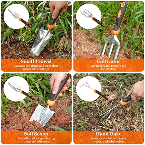 Gardening Tool Set, Stainless Steel Heavy Duty Gardening Tool Set, with Non-Slip Rubber Grip, Storage Tote Bag, Outdoor Hand Tools, Ideal Gardening Gifts for Women - view 6
