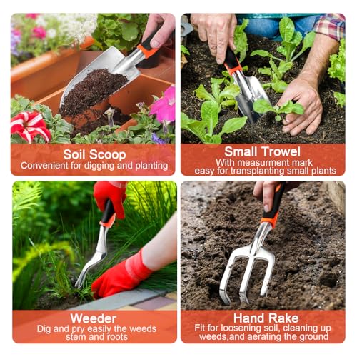 Garden Tools Set, 8 Piece, Gardening Tools Set with Storage Bag Orange - view 5