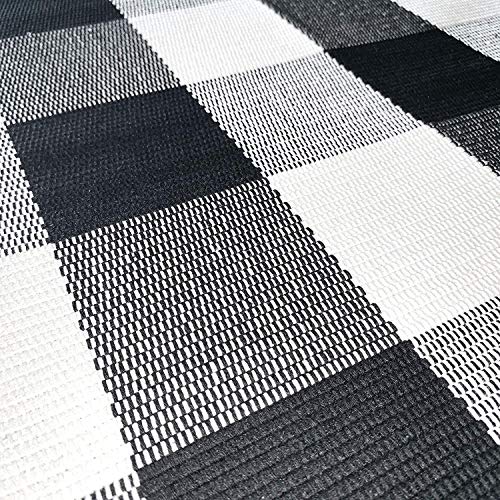 Cotton Rug Hand-Woven Checkered Carpet Braided Kitchen Mat Black and White Floor Rugs Living Room Area Rug, 70.8''×47.3'' - view 6