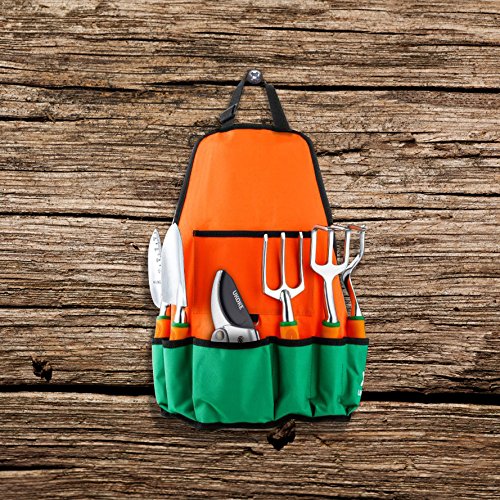 Garden Tool Set, 12 Piece Aluminum Hand Tool Kit, Garden Canvas Apron with Storage Pocket, Outdoor Tool, Heavy Duty Gardening Work Set with Ergonomic Handle, Gardening Tools for women men - view 5