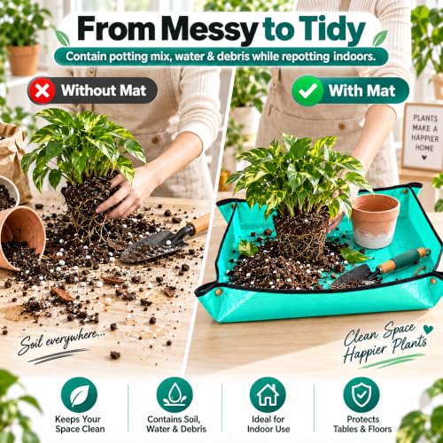 Repotting Mat for Indoor Plants, PE Potting Tray for Soil Change,39.4x39.4 - view 3