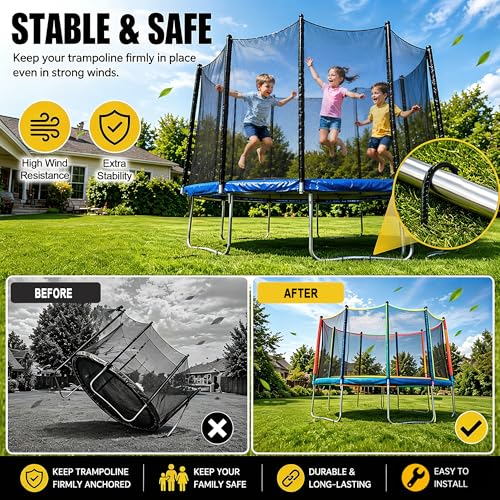 Trampoline Stakes Anchors High Wind Heavy Duty Tent Stakes 12 Inch Ground Anchor Trampoline Accessories with T Hook - view 2