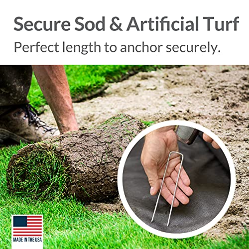Garden Stakes 6 Inch 11 Gauge Galvanized Steel Landscape Staples, Heavy Duty Landscape Fabric Stakes 200 Pack for Weed Barrier, Sod, Edging, Fencing and Drip Irrigation Made in USA - view 6