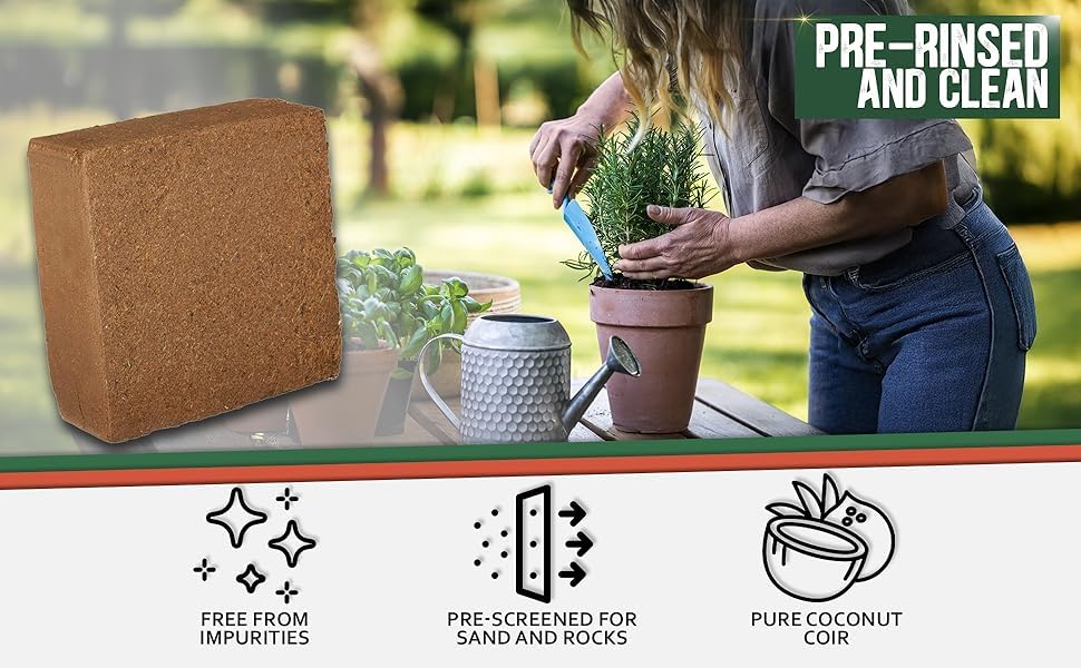 Compressed Coco Coir Pith Block, 10 Pound Block, Natural Potting Mix, Expands to 18 Gallons - view 3
