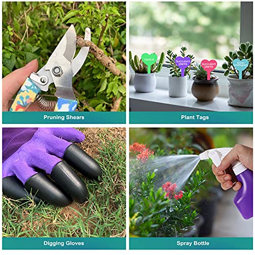 Garden Tool Set, Stainless Steel Heavy Duty Gardening Tools 30 PCS w/Floral Print, Trowel Rake Weeder Pruner Shears Sprayer Digging Claw Gloves, Ideal Gardening Set for Women - view 6