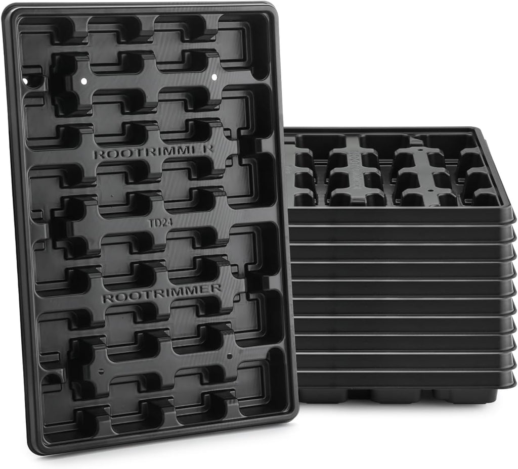 10 Pack Nursery Pots Trays (17"x11"x2"), Plastic Flat Seed Starter Trays, Durable Carrying Seedling Starter Tray, Reusable Tray for Planting and Collecting Drainage Water (Black) - view 8