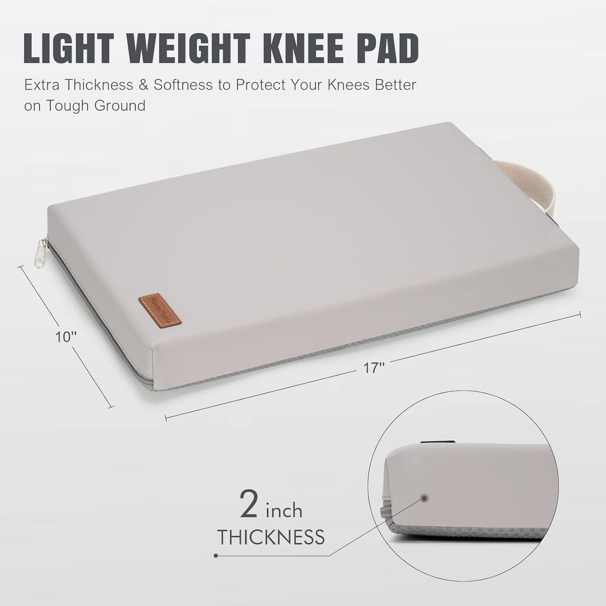 Waterproof Garden Kneeling Pad, 2in Thick, Grey, 1 Pack | Soft High-density Foam knee support, with Handle, Easy to Clean, Non-slip, for Gardening, Yoga, Prayer, Housework, Exercise - view 3