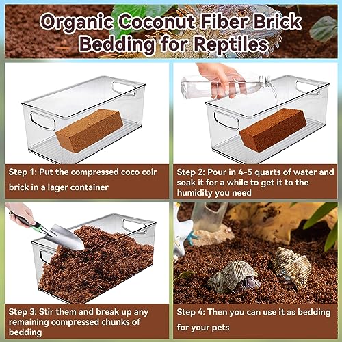 4 Pack Coconut Fiber Substrate, Natural Coco Coir Reptile Bedding - view 3