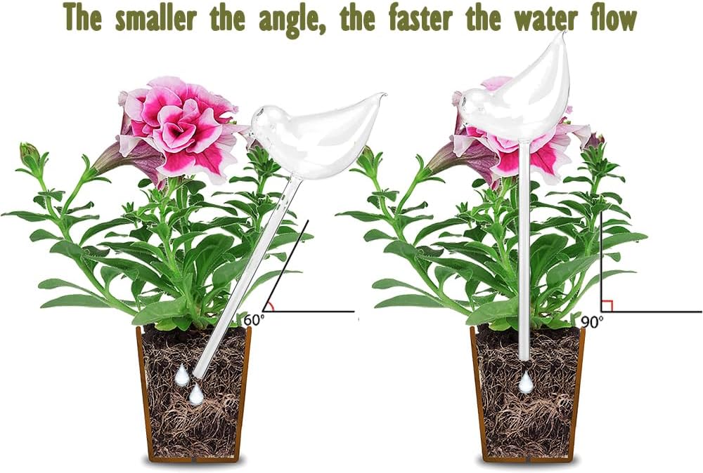 Glass plant watering globes, self watering globes bird shape, self watering planter insert, plant watering devices, automatic plant waterer indoor, watering bulbs, 3 pack - view 5