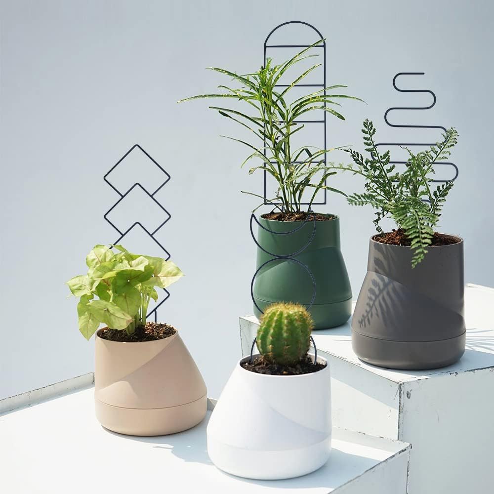 16inch Small Indoor Plant Trellis for Climbing Plants Outdoor | 4PK Black Garden Metal Trellis for Potted Plants with Different Patterns for Vine Ivy Flower Plant Support - view 8