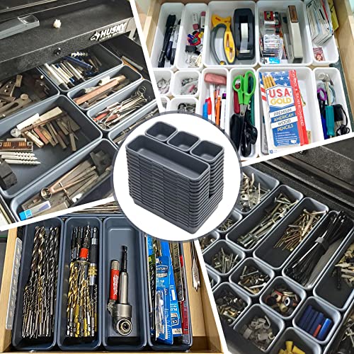 42 Pack Tool Box Organizer Tool Tray Dividers, Rolling Tool Chest Cart Cabinet Workbench Desk Drawer Organization and Storage for Hardware, Parts, Screws, Nuts, Small Tools Organization(Grey) - view 3