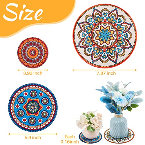 6 Pcs Boho Plant Coasters 3 Size 3.94" 5.9" 7.87" Rubber Plant Mats - view 2