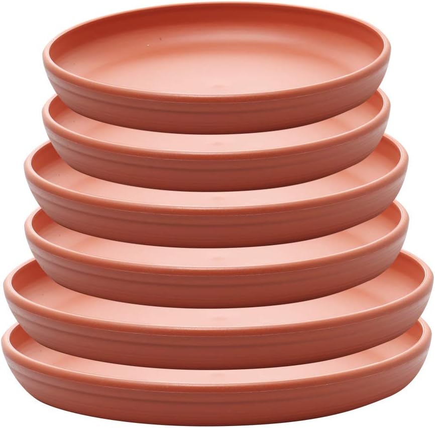 Round Plastic Plant Saucer Drip Tray Set of 6 for Indoor Outdoor Home Garden Flower Plant Container Flower Pot Pallets ((5.8''+7"+8'') x2, Terracotta) - view 5