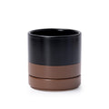 4.7 Inch Ceramic Planter Pot, Black/Tan, 94-O-B-7 | Modern Cylinder Design, Drainage Hole & Saucer Included, Stable Structure, Elegant Home Accent