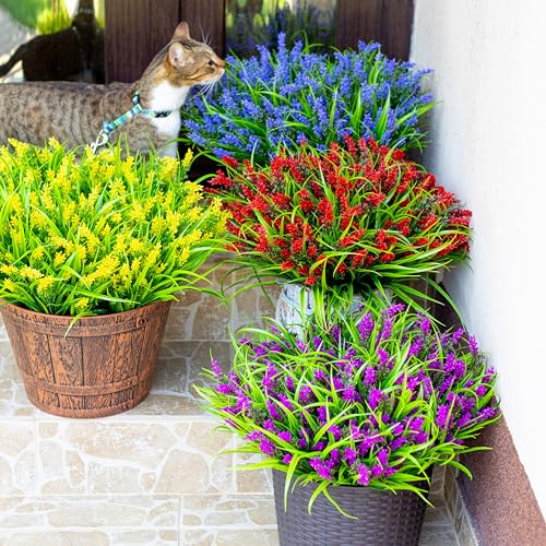Artificial Lavender Outdoor, 20 Bundles Fake Plants (Red) - view 2